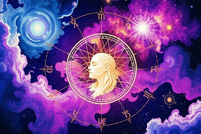 Abstract representation of a soul's journey through cosmic dust and light, symbolizing integration and new opportunities