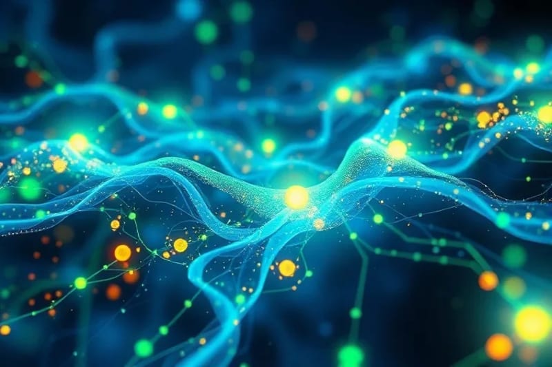 Abstract depiction of cellular regeneration and vitality pathways