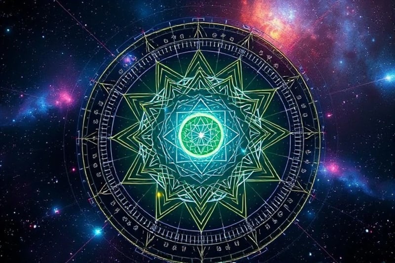 Interfaz de inteligencia artificial analizando datos astrológicos y energéticos