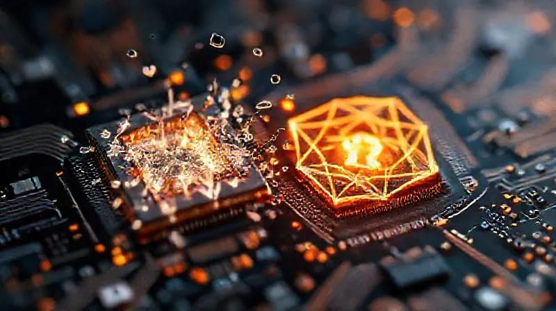 3D render of robust, glowing geometric structures representing post-quantum cryptographic keys, resisting chaotic attacks.