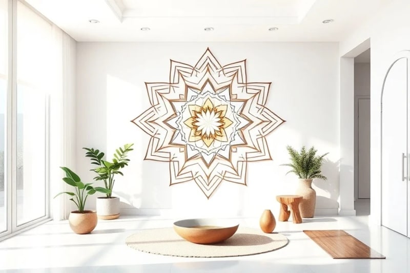 Minimalist apartment interior with Feng Shui elements