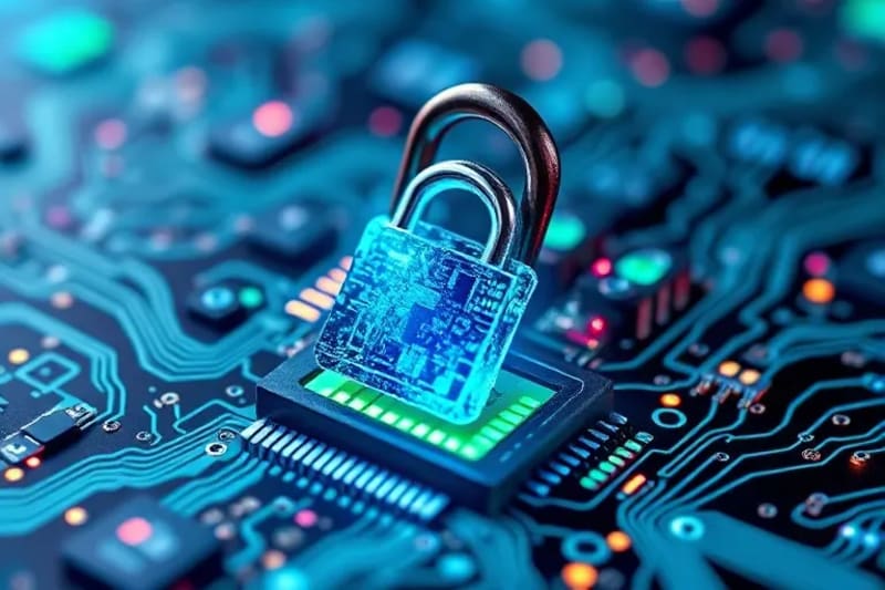 Abstract representation of cryptographic keys evolving into complex quantum-resistant forms
