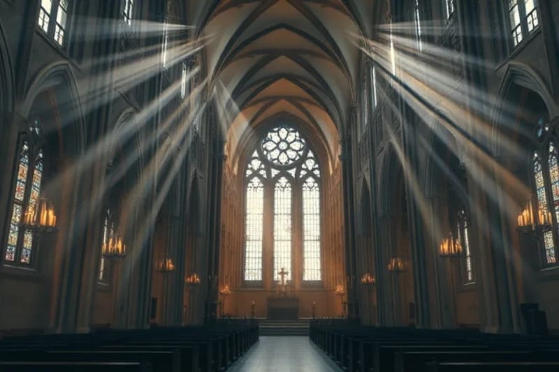 Representación artística de la interconexión de redes neuronales y símbolos espirituales