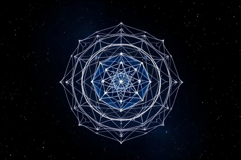 Abstract geometric patterns forming a cosmic blueprint