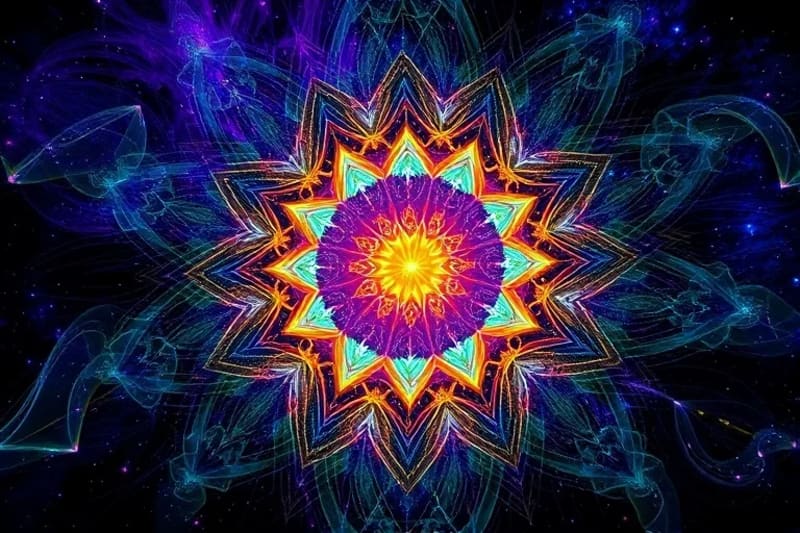 Abstract digital art of healing light and sound waves