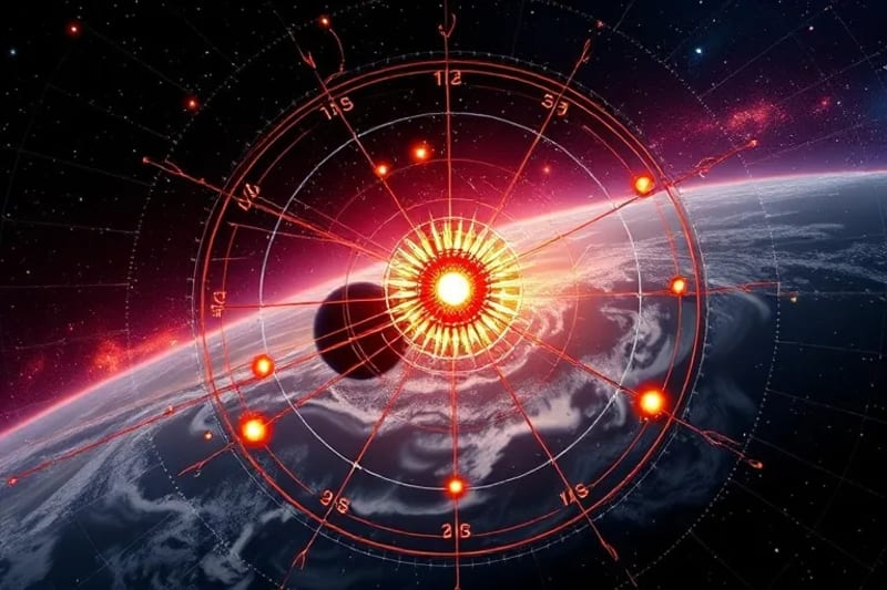 Diagrama de alineaciones planetarias y sus efectos en el clima terrestre