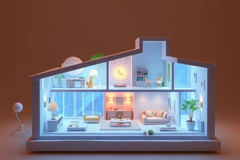 3D render of energetic channels in a dwelling
