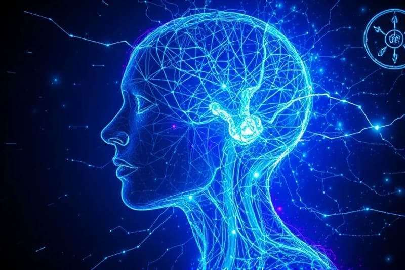Abstract neural network within a human silhouette