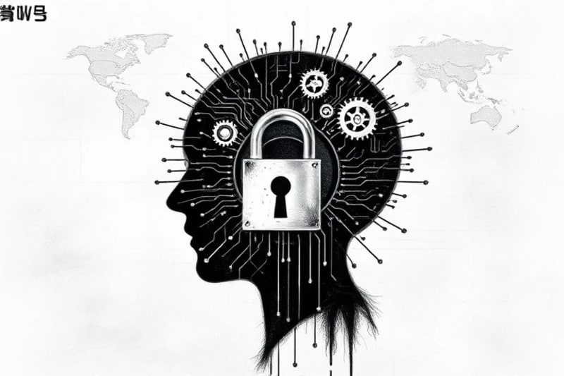 Stylized illustration of mental privacy and digital security
