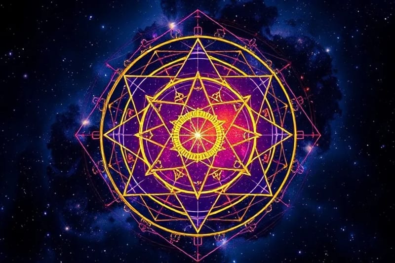 Abstract geometric art of planetary energy convergence