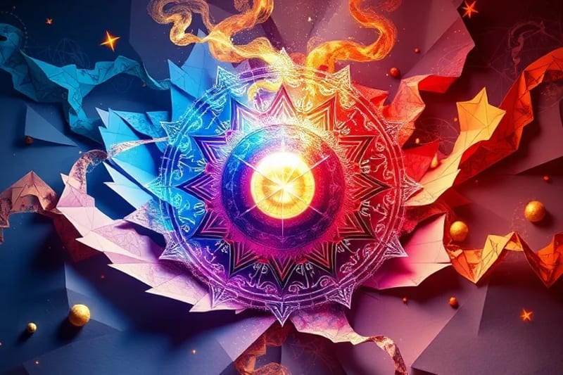 Abstract cosmic energy flows and planetary symbols