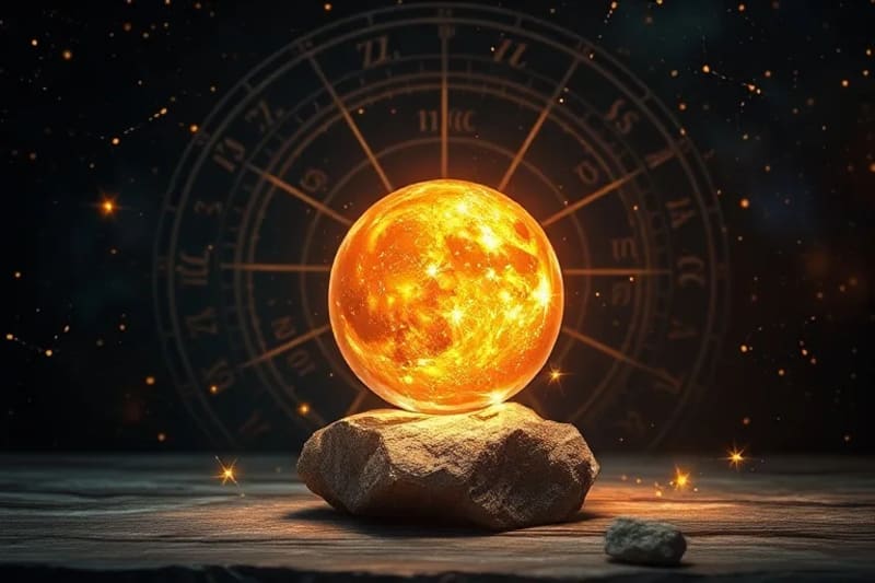 Esfera pulida y piedra oscura conectadas por hilos luminosos, representando la integración del consciente e inconsciente.