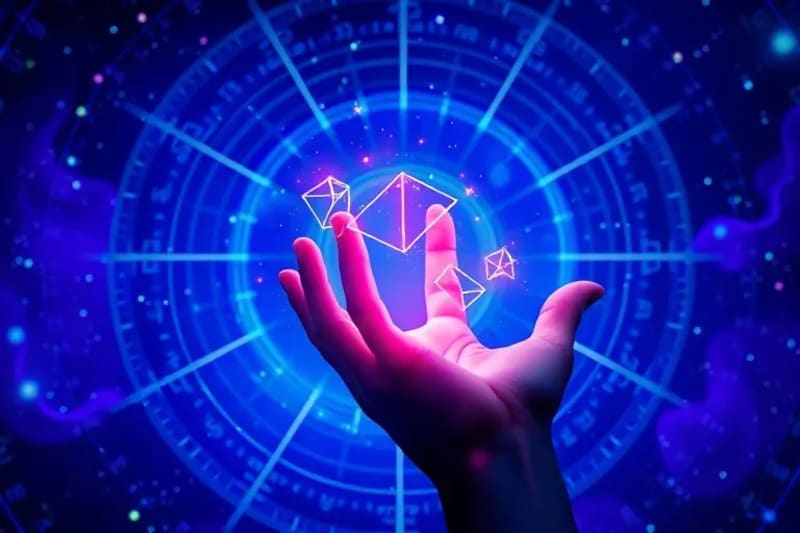Mano digital manifestando energía