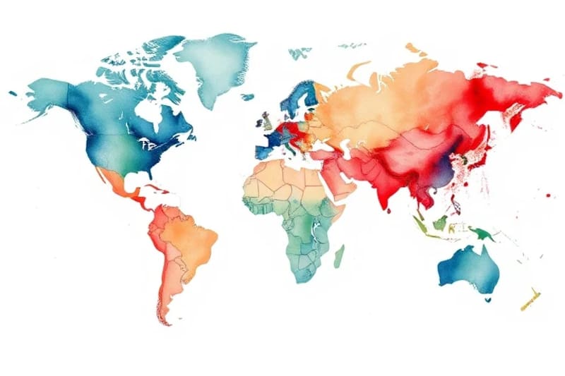 Stylized world map highlighting rivers and freshwater sources in vibrant blues and greens, with diplomatic lines and conflict indicators.