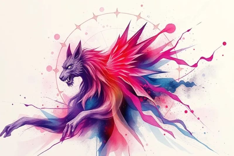 Abstract watercolor illustration depicting conflicting elemental forces, like metallic shards clashing with flowing water, symbolizing tension and friction in relationships.