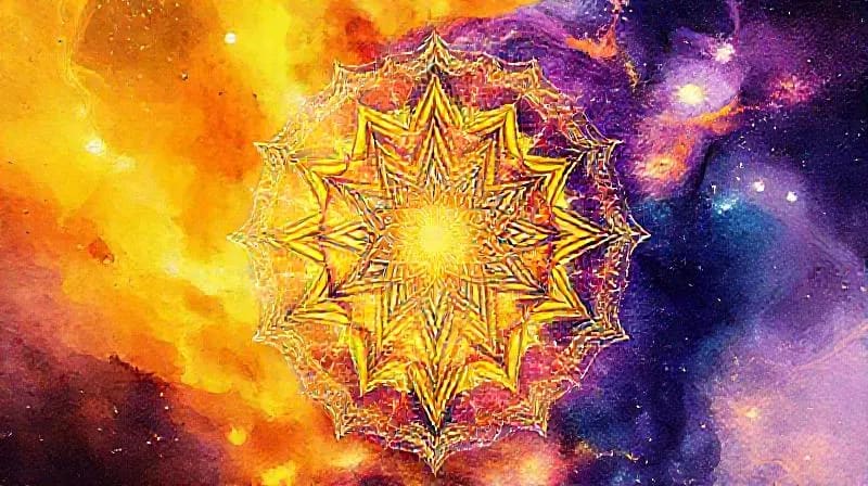 Ilustración abstracta de colores vibrantes y oscuros que se fusionan, representando la interacción de la conciencia y el subconsciente