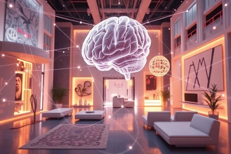 Representación abstracta de la interacción entre el cerebro y el diseño arquitectónico.