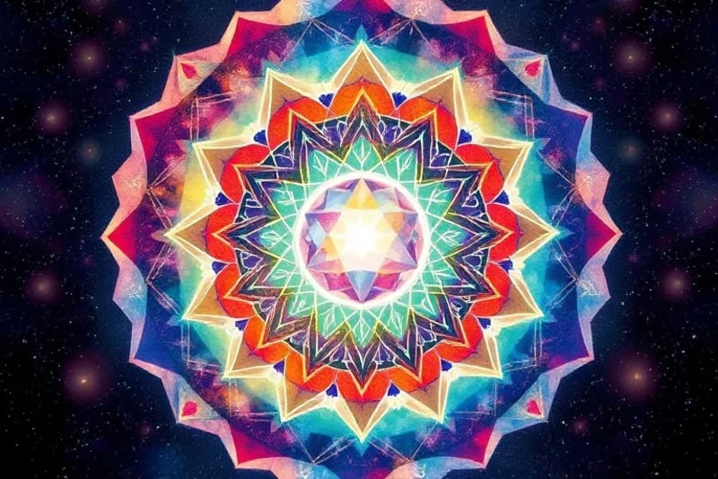 Abstract watercolor of swirling colors forming a luminous sphere, symbolizing the integration of personality and the journey to self-discovery.