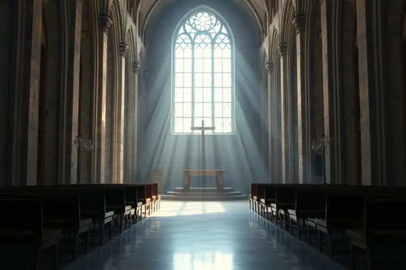 Interior de capilla moderna y minimalista