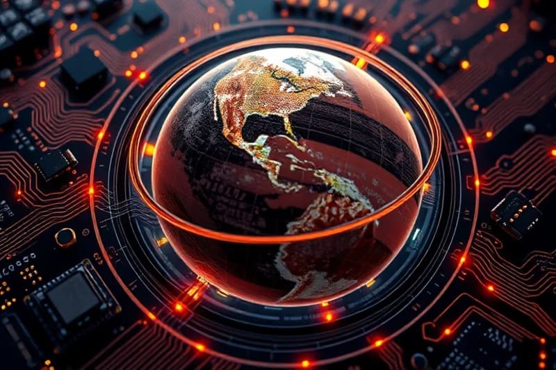 Diagrama 3D de una órbita de transferencia de Hohmann entre la Tierra y Marte, con las trayectorias elípticas y los planetas representados, ilustrando la mecánica orbital y la eficiencia de la ruta.