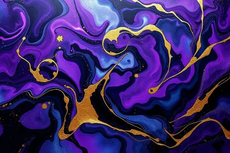 Abstract artwork with intertwined layers of obsidian reflections and swirling mists, symbolizing hidden knowledge and future possibilities.
