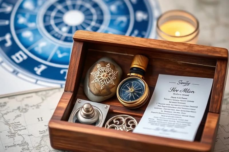 Kit de Feng Shui portátil con cristales, aceites esenciales y elementos naturales para viajeros