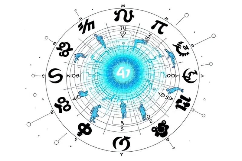 Abstract digital vortex of data and human figures representing evolving digital trends