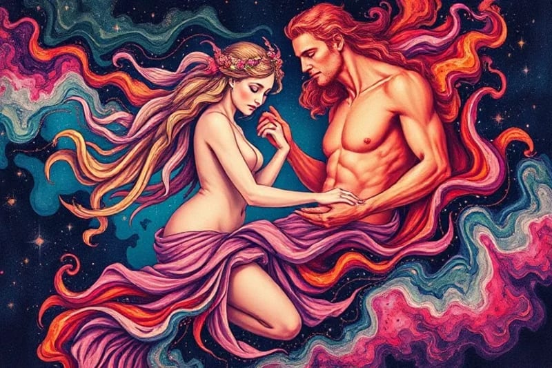 Energías abstractas de Venus y Marte fusionándose