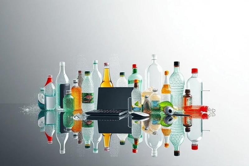 Materiales reciclados y upcycled con líneas de blockchain de fondo