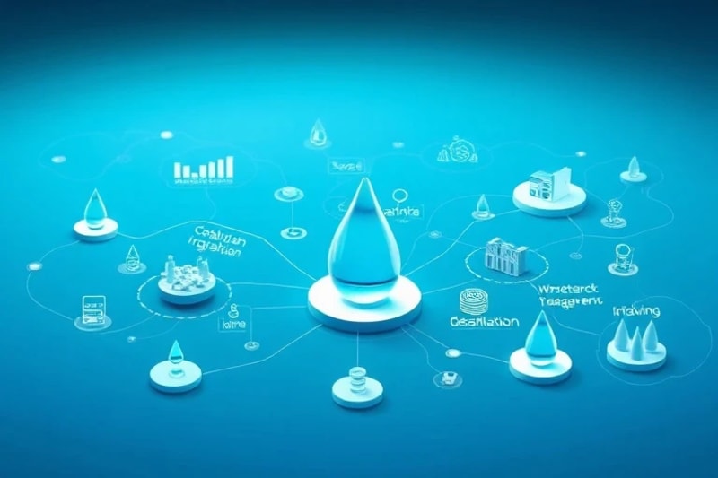 Vector art infographic illustrating diverse business models for water sustainability