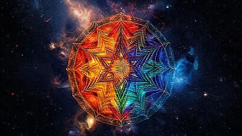 Abstract depiction of the Five Elements interacting harmoniously