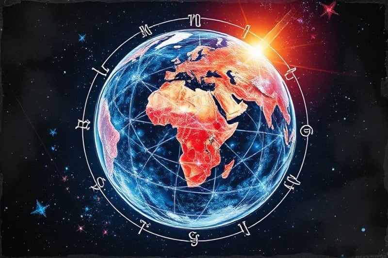 Digital web connecting abstract human figures across continents