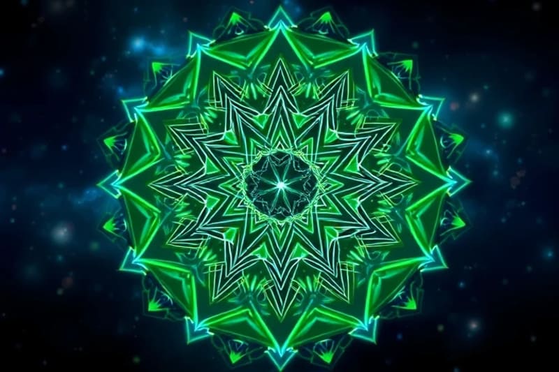 Abstract geometric sigil design pulsating with vibrant energy