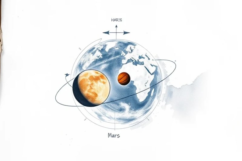 Diagrama vectorial de una órbita de transferencia de Hohmann entre dos planetas