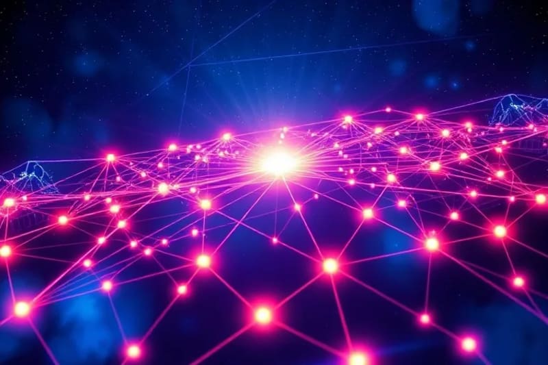 Red global de datos interconectados con luz central