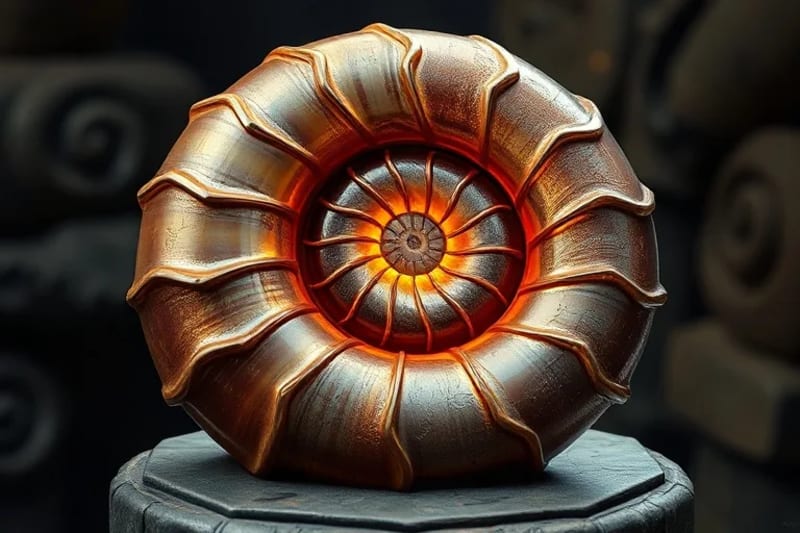 Espiral logarítmica de la Proporción Áurea en una concha de nautilus
