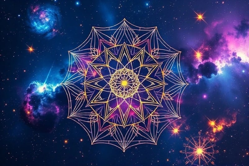 Representación abstracta de geometría sagrada y cosmos
