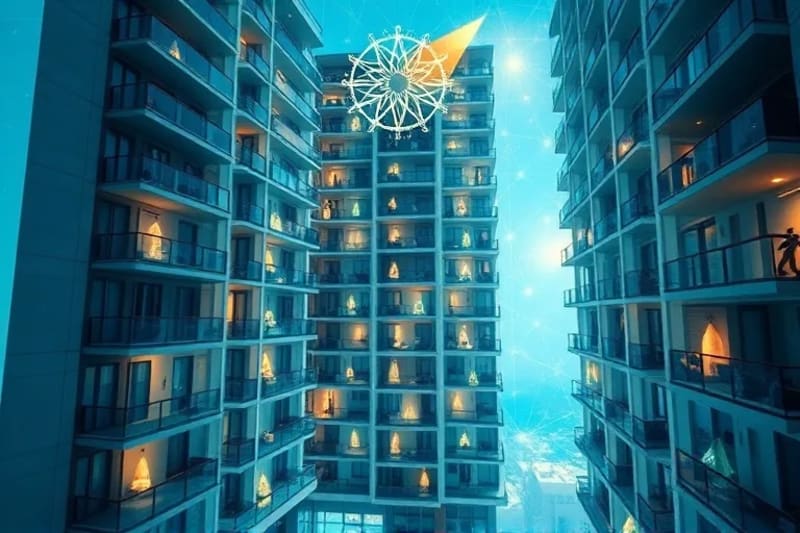 Digital painting of energy flow within an apartment, with a birth chart overlay