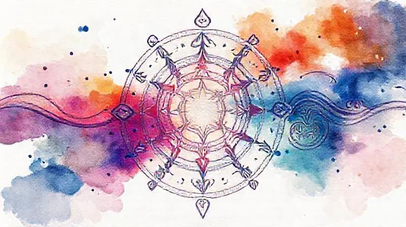 Abstract vector art of sound waves and biofeedback patterns merging with tribal art