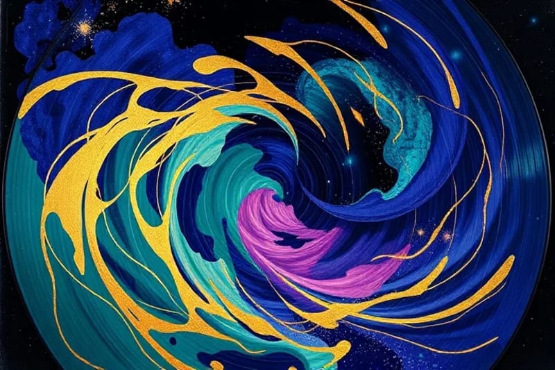 Abstract art with flowing, translucent colors representing interconnectedness and universal energy, suggesting hidden truths.