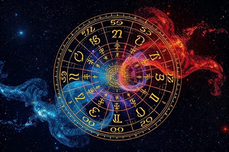 Vector art of globe with Feng Shui elements and digital devices