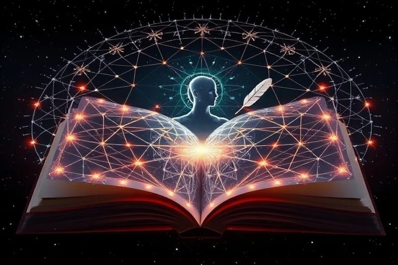 3D render of interconnected abstract nodes and glowing pathways within a translucent human silhouette, symbolizing physiological self-discovery and the flow of intuitive energy.