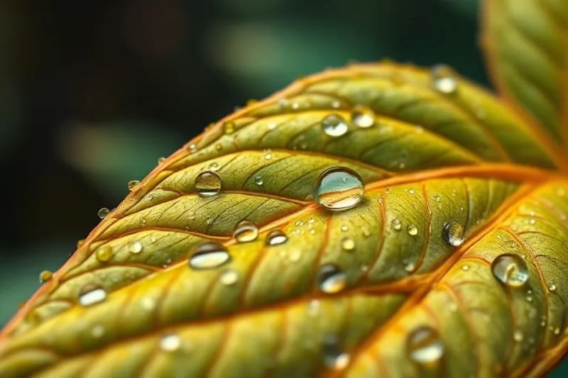 Macro view of a medicinal plant leaf showing intricate details
