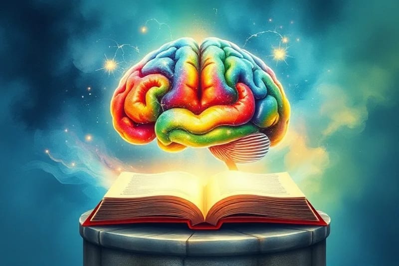 Cerebro acuarela con colores de sanación