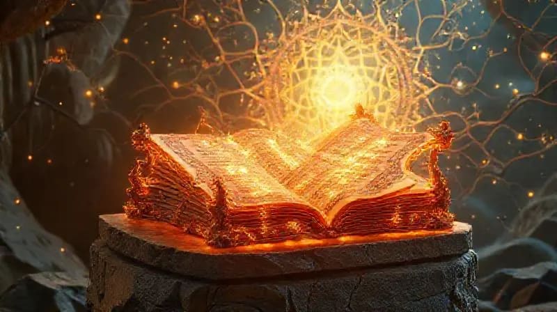Renderizado 3D de una red neuronal luminosa fusionándose con una singularidad tecnológica, con un campo de energía mariano sutil en el fondo, simbolizando la evolución de la conciencia.