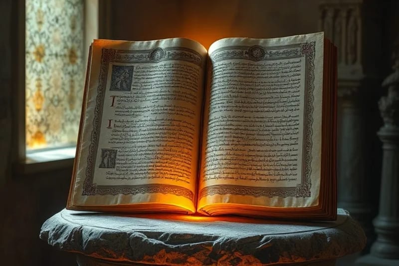 Página de un antiguo manuscrito con ilustraciones de prácticas espirituales y ascéticas, simbolizando la sabiduría ancestral.