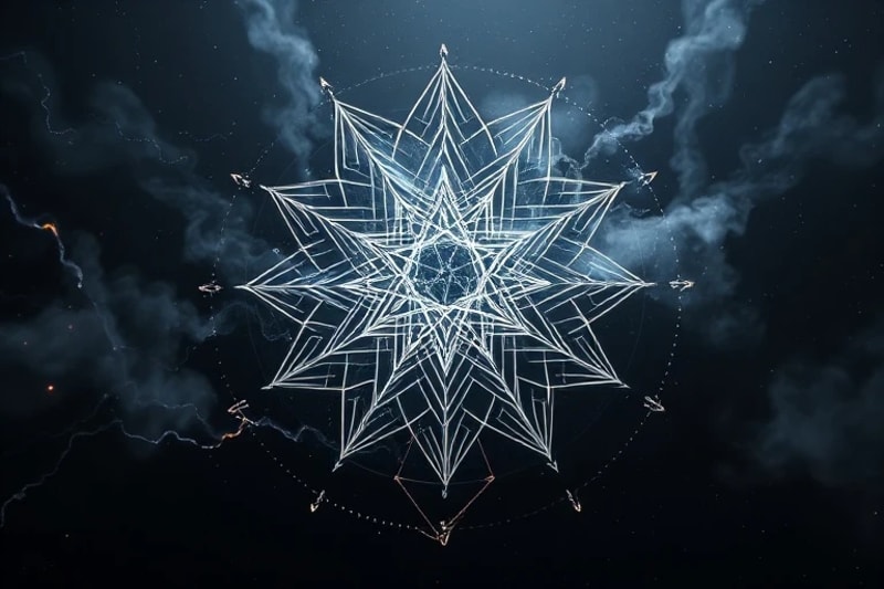 Abstract crystalline structure reassembling itself with light, symbolizing growth