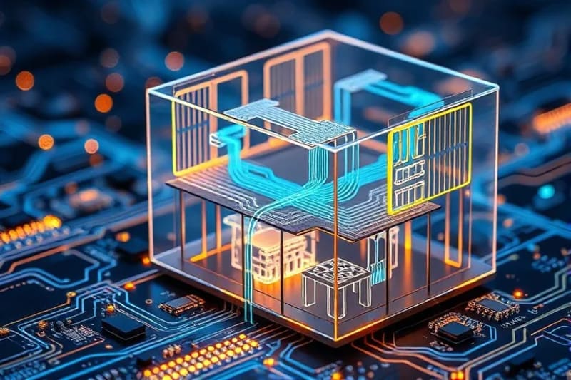 Abstract 3D render of neural pathways within an architectural model, symbolizing cognitive enhancement