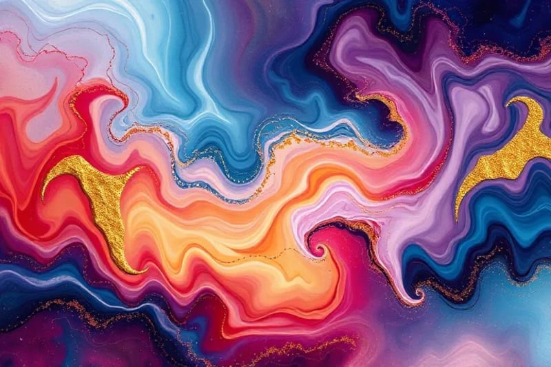 Abstract digital painting of Qi energy flow in a workspace