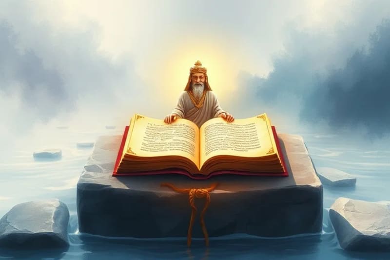 Figura meditando ante una tablet con aura de paz.